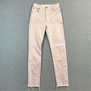 Denim Forum Aritzia Jeans Women’s Size 23 Pink The Yoko High Rise Slim Raw Hem